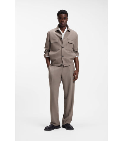 Hugo Slim Fit Jacket In Wrinkle Resistant Twill Light Brown