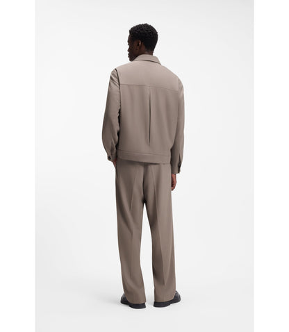 Hugo Slim Fit Jacket In Wrinkle Resistant Twill Light Brown