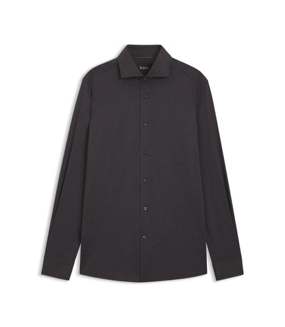 Boss Slim Fit Shirt In Italian Made Cotton Grey