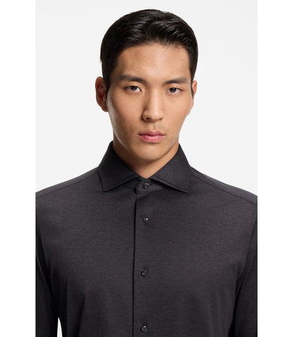 Boss Slim Fit Shirt In Italian Made Cotton Grey
