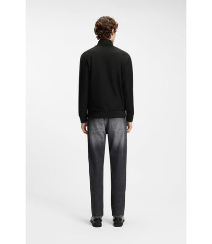 Boss Quarter Zip Sweatshirt In A Cotton Blend Black