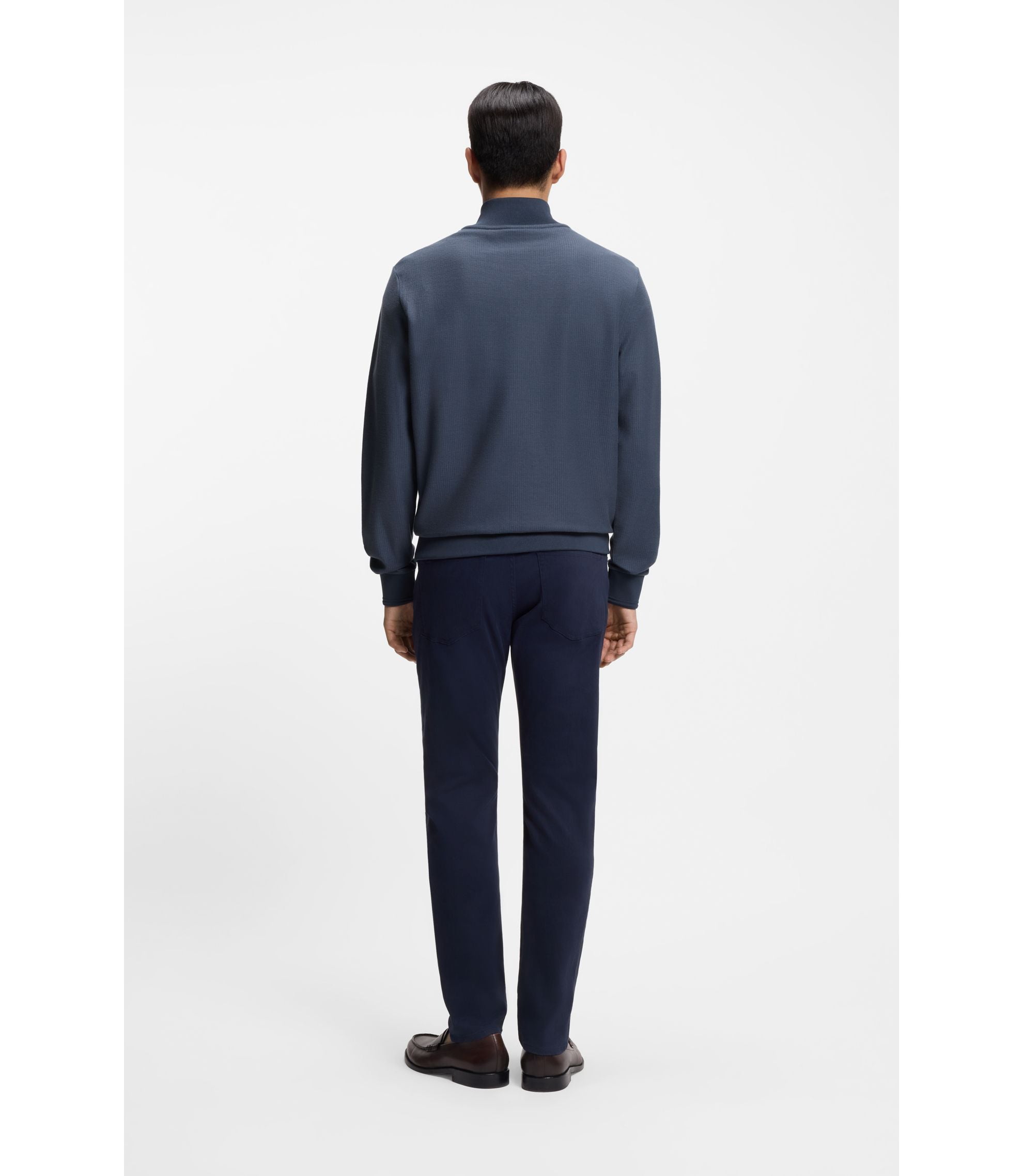 Boss Quarter Zip Sweatshirt In A Cotton Blend Light Blue