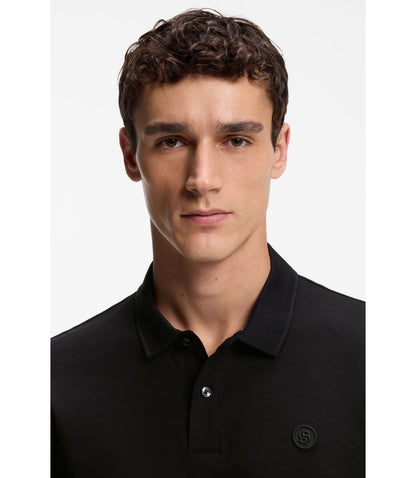 Boss Cotton Piqu Polo Shirt With Double B Monogram Black