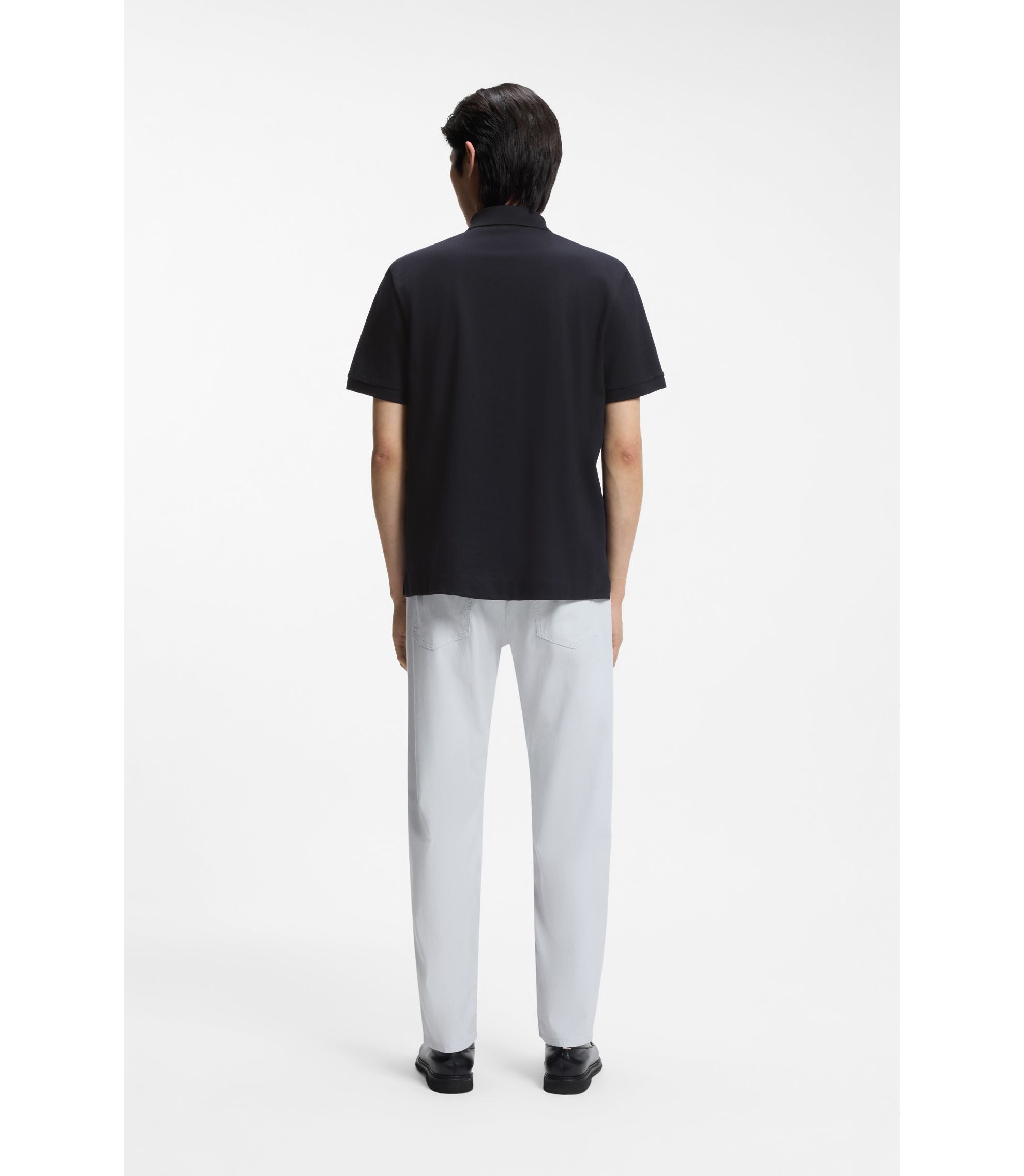 Boss Cotton Piqu Polo Shirt With Double B Monogram Dark Blue