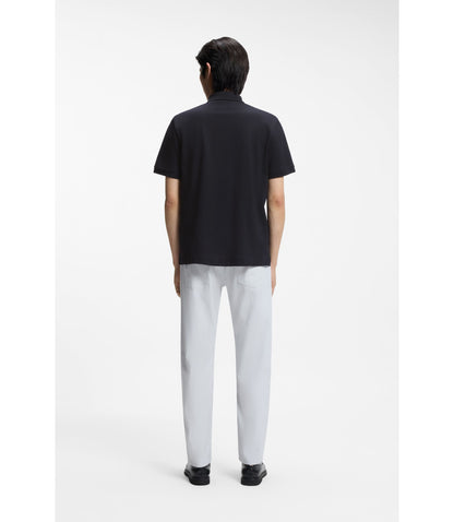 Boss Cotton Piqu Polo Shirt With Double B Monogram Dark Blue
