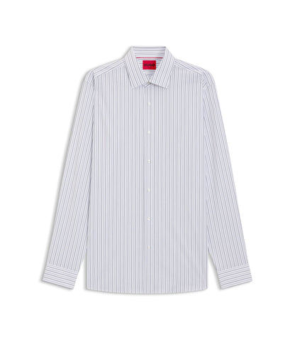 Hugo Modern Fit Shirt In Striped Cotton White