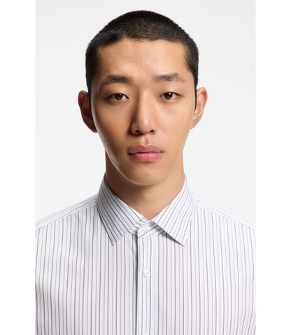 Hugo Modern Fit Shirt In Striped Cotton White