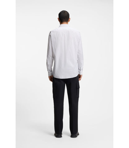 Hugo Modern Fit Shirt In Striped Cotton White