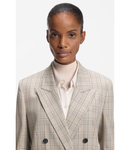Boss Checked Regular Fit Blazer In Stretch Wool Patterned Women's