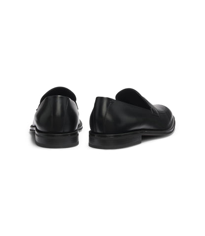 Boss Textured Tongue Loafers In Leather Black Black