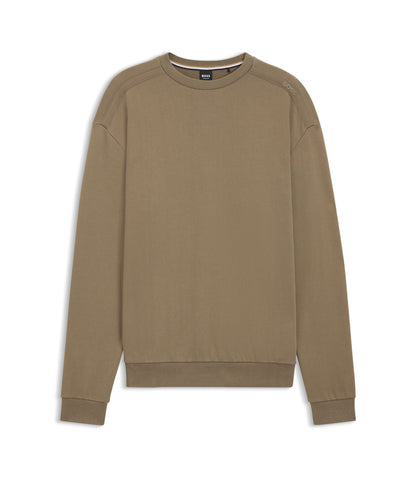 Boss Shoulder Logo Sweatshirt In Cotton Terry Light Brown
