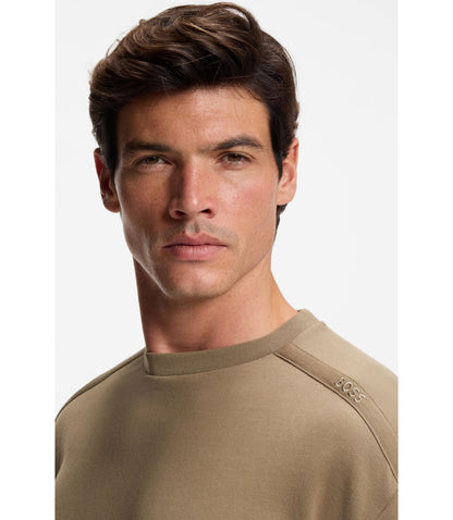Boss Shoulder Logo Sweatshirt In Cotton Terry Light Brown