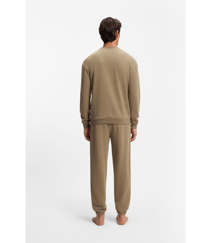Boss Shoulder Logo Sweatshirt In Cotton Terry Light Brown