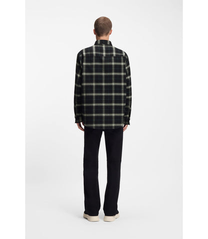 Hugo Checked Oversized Fit Overshirt In Cotton Twill Black