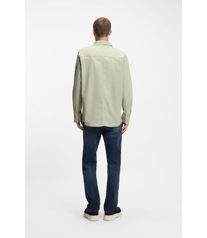 Hugo Relaxed Fit Shirt In Cotton Ripstop Light Green