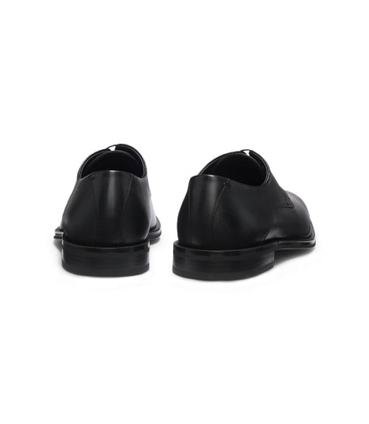 Boss Derby Shoes In Textured And Smooth Leather Black Black