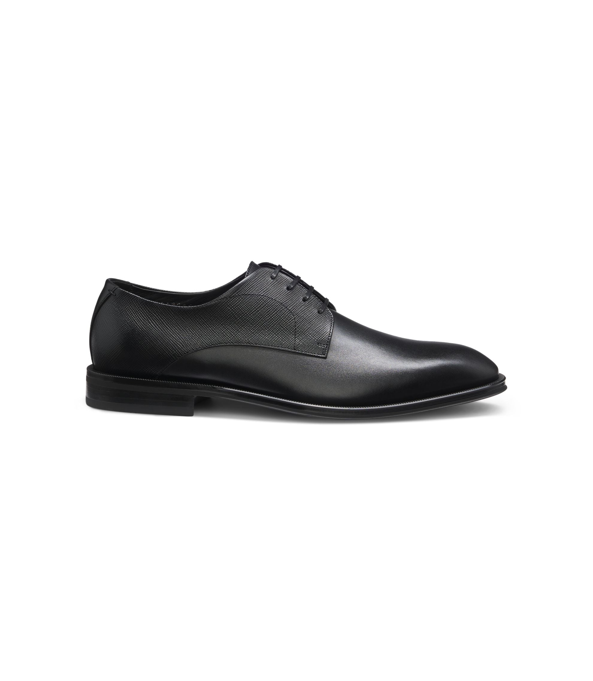 Boss Derby Shoes In Textured And Smooth Leather Black Black