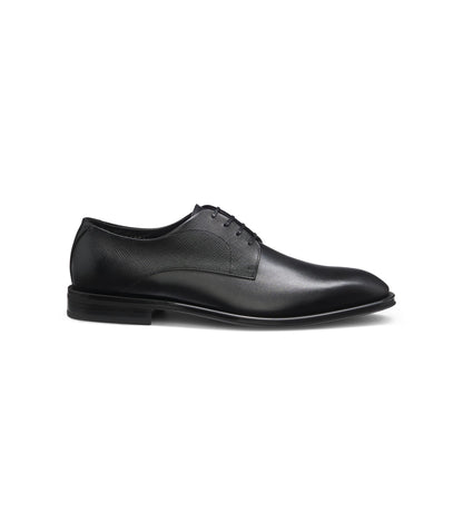 Boss Derby Shoes In Textured And Smooth Leather Black Black