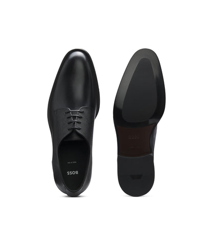 Boss Derby Shoes In Textured And Smooth Leather Black Black