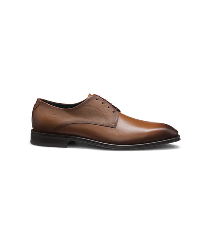 Boss Derby Shoes In Textured And Smooth Leather Brown Brown
