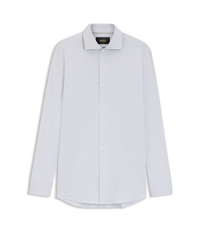 Boss Slim Fit Shirt In A Wrinkle Resistant Cotton Blend Silver