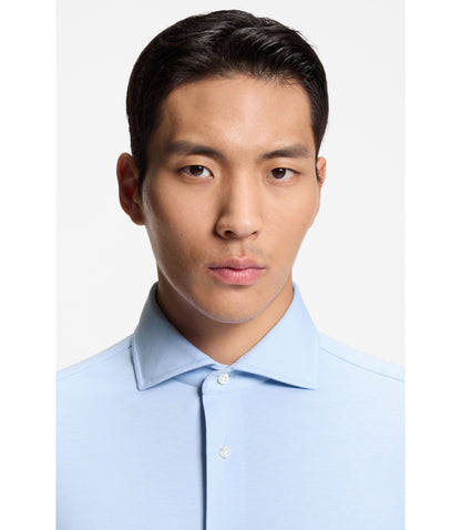 Boss Slim Fit Shirt In A Wrinkle Resistant Cotton Blend Light Blue