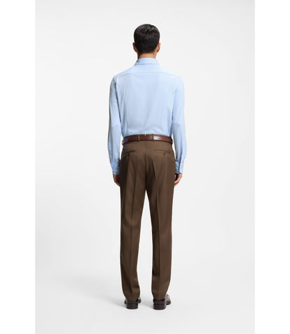 Boss Slim Fit Shirt In A Wrinkle Resistant Cotton Blend Light Blue