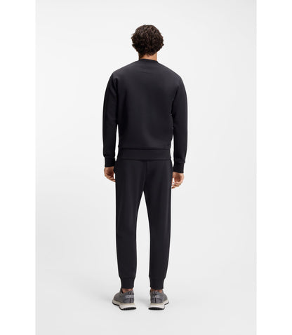 Boss Tonal Logo Sweatshirt In Stretch Cotton Dark Blue
