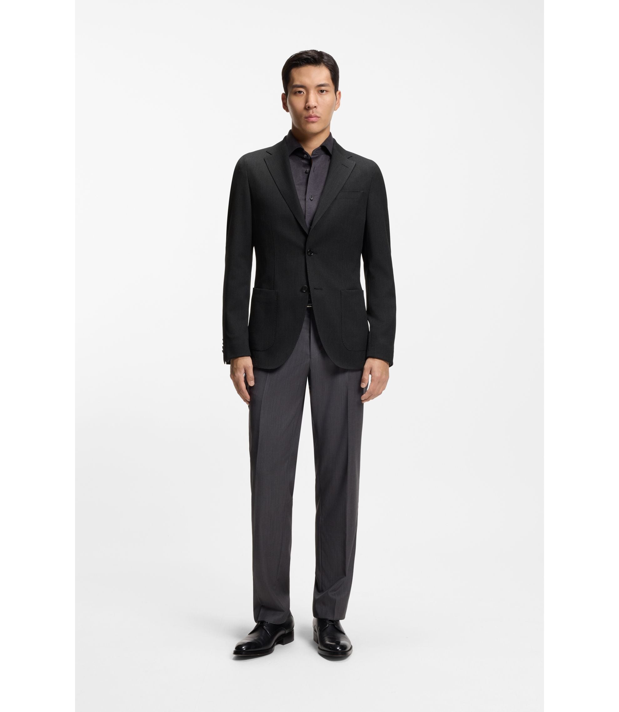 Boss Slim Fit Jacket In Virgin Wool And Silk Black