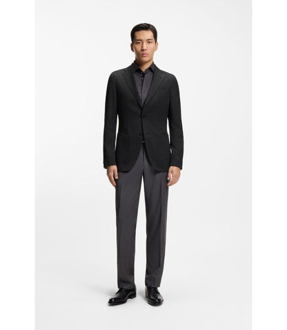 Boss Slim Fit Jacket In Virgin Wool And Silk Black