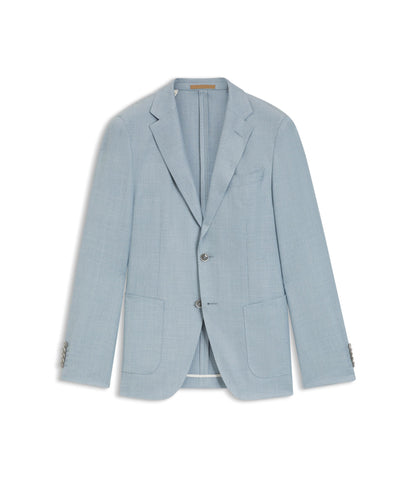 Boss Slim Fit Jacket In Wool Silk And Linen Light Blue