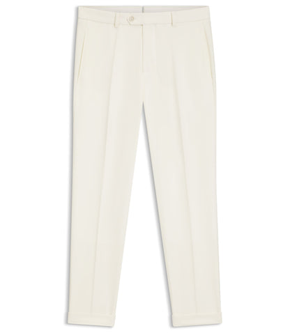 Boss Tapered Fit Trousers In Virgin Wool And Cotton White
