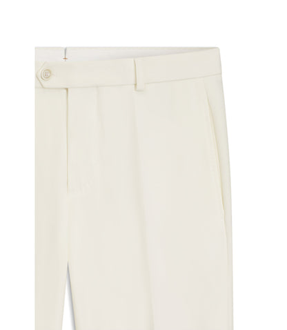 Boss Tapered Fit Trousers In Virgin Wool And Cotton White