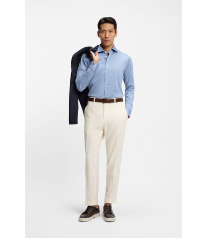 Boss Tapered Fit Trousers In Virgin Wool And Cotton White