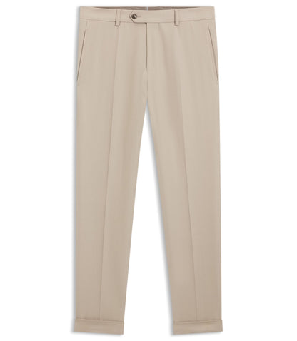 Boss Tapered Fit Trousers In Virgin Wool And Cotton Khaki