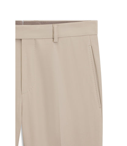 Boss Tapered Fit Trousers In Virgin Wool And Cotton Khaki