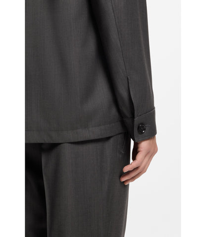 Boss Relaxed Fit Overshirt In Water Repellent Wool Black