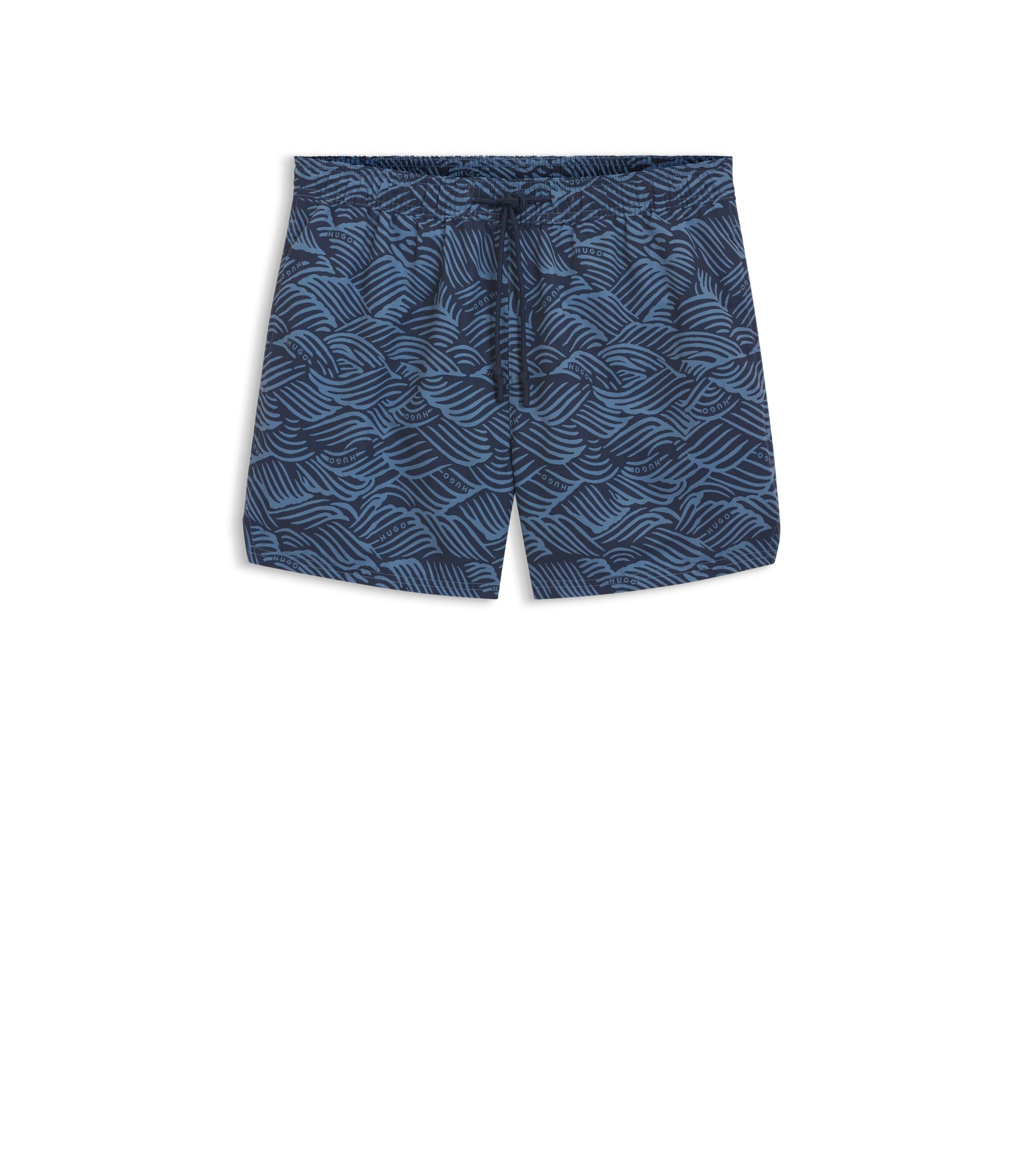 Hugo Swim Shorts With Logo Artwork Light Blue