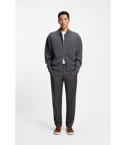 Boss Water Repellent Regular Fit Trousers In Virgin Wool Black