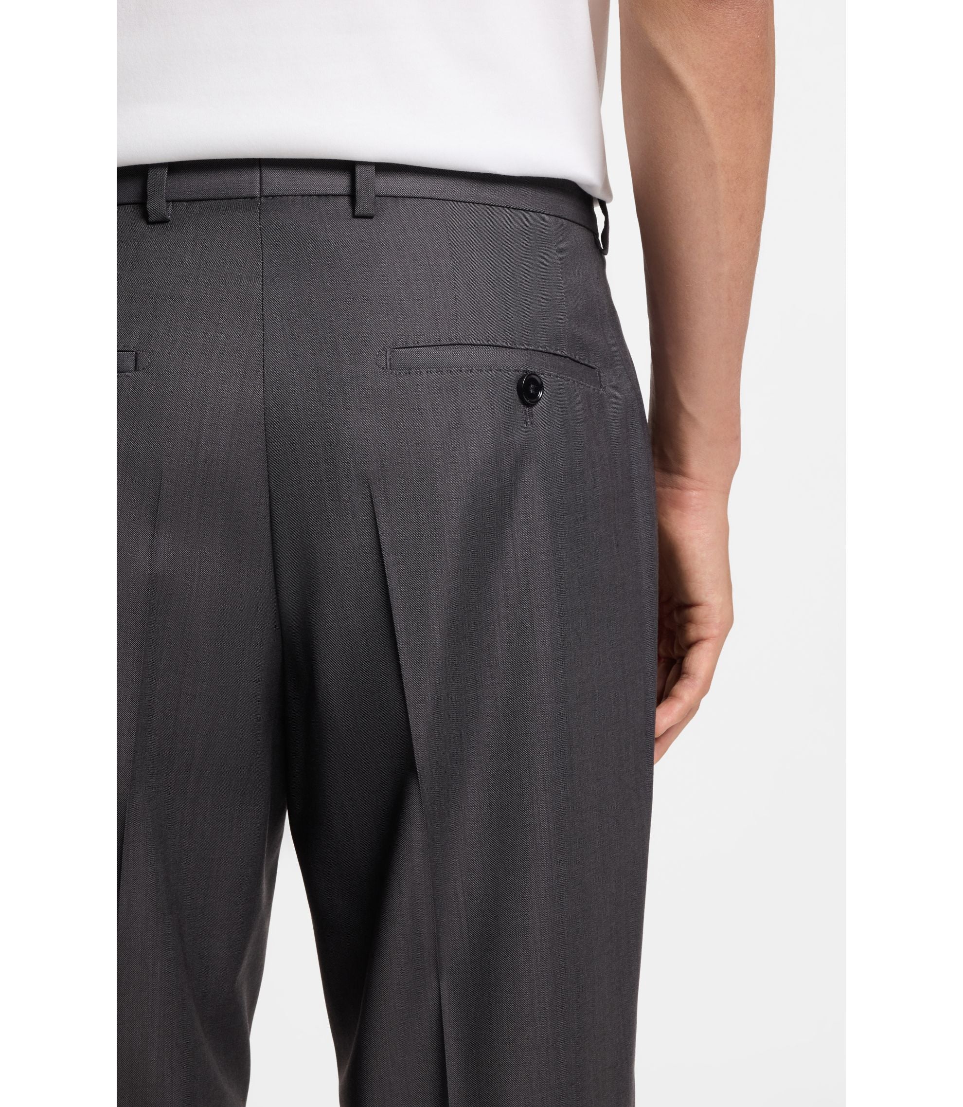 Boss Water Repellent Regular Fit Trousers In Virgin Wool Black
