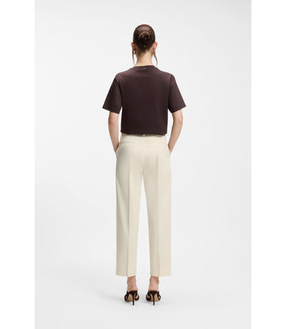 Boss Regular Fit Trousers In Stretch Cotton White Women's