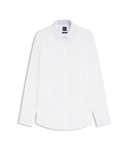 Boss Easy Iron Slim Fit Shirt In Stretch Cotton Poplin White