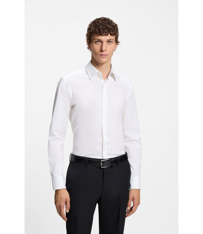 Boss Easy Iron Slim Fit Shirt In Stretch Cotton Poplin White