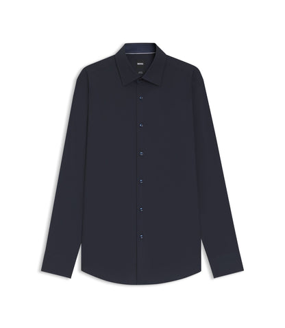 Boss Easy Iron Slim Fit Shirt In Stretch Cotton Poplin Dark Blue