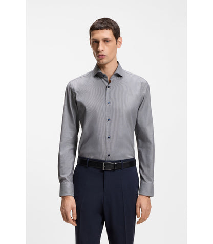 Boss Easy Iron Slim Fit Shirt In Stretch Cotton Dark Blue
