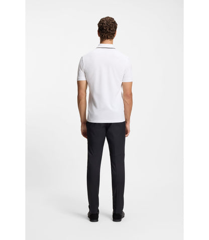 Boss Active Slim Fit Polo Shirt In Moisture Wicking Stretch Cotton White