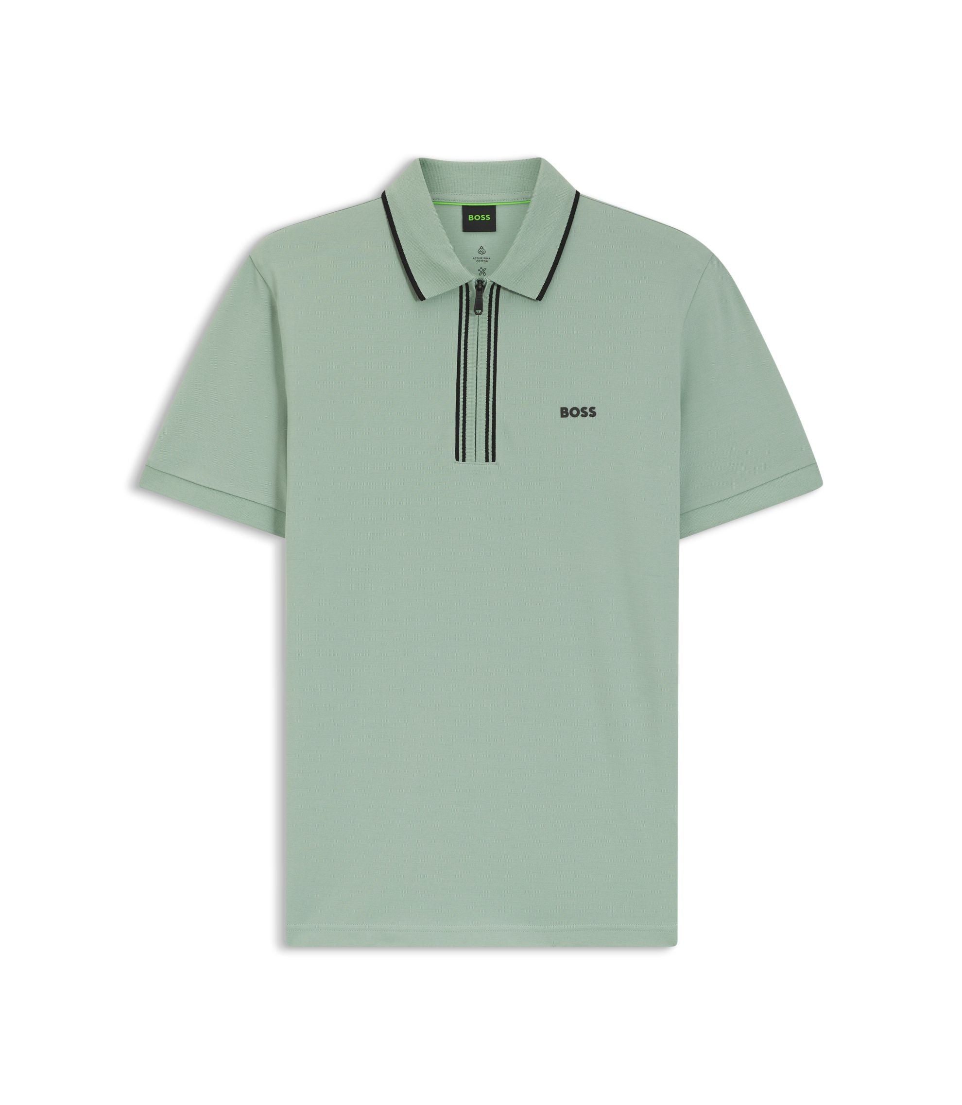 Boss Active Slim Fit Polo Shirt In Moisture Wicking Stretch Cotton Light Green