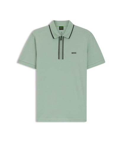 Boss Active Slim Fit Polo Shirt In Moisture Wicking Stretch Cotton Light Green
