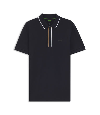 Boss Active Slim Fit Polo Shirt In Moisture Wicking Stretch Cotton Dark Blue