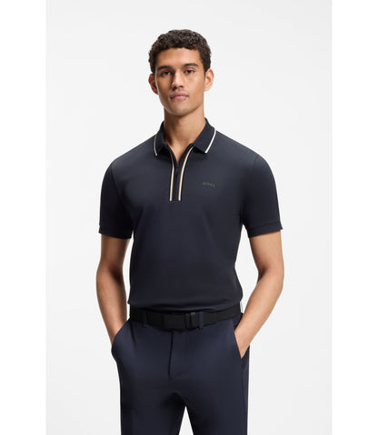 Boss Active Slim Fit Polo Shirt In Moisture Wicking Stretch Cotton Dark Blue